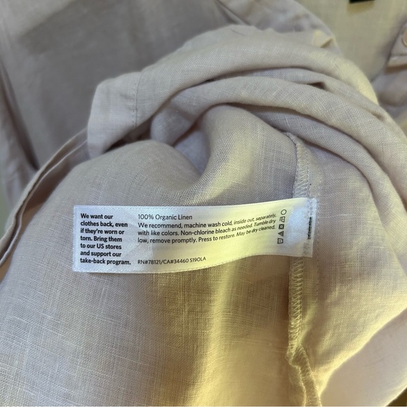 Eileen Fisher ~Pale Lavender Organic Linen Long Sleeve Button Front Tunic-Small - Picture 10 of 11